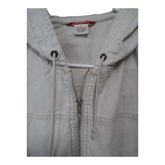 Vintage Unionbay Lightweight Boxy Zip Up Hoodie Jacket. Tan. Women's 1X - Picture 2 of 7